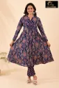 Cotton sets with Fullarm Sleeves Navy Blue, Red Cream Design