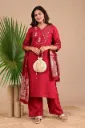 Vatican Duppatta Sets muted Rose Red, Gold Design