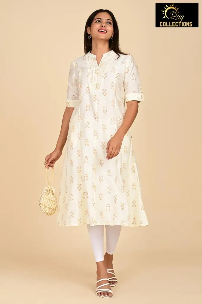 Aline Kurti Cream, Gold design