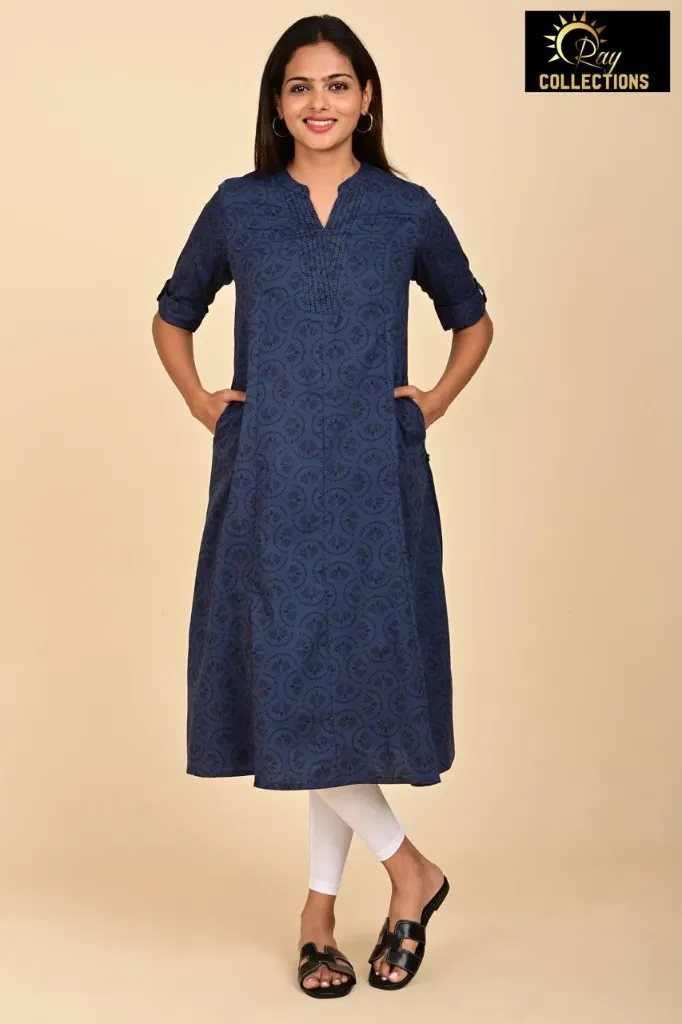Aline Kurti Dark Navy Blue, Black Design (S-38)