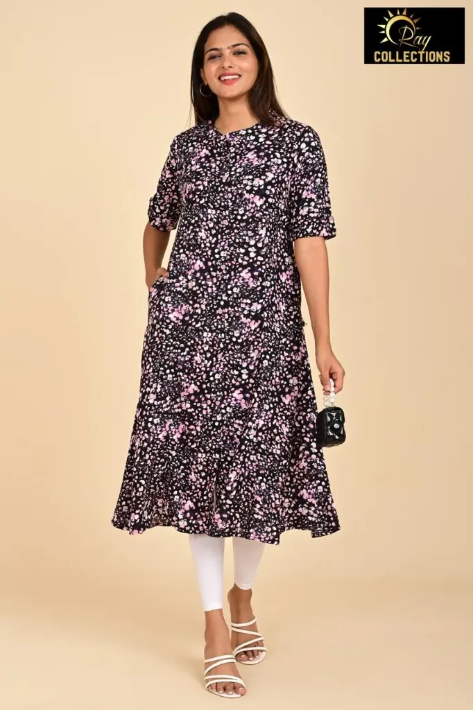 Aline Kurti Black, White Pink Dots (S-38)