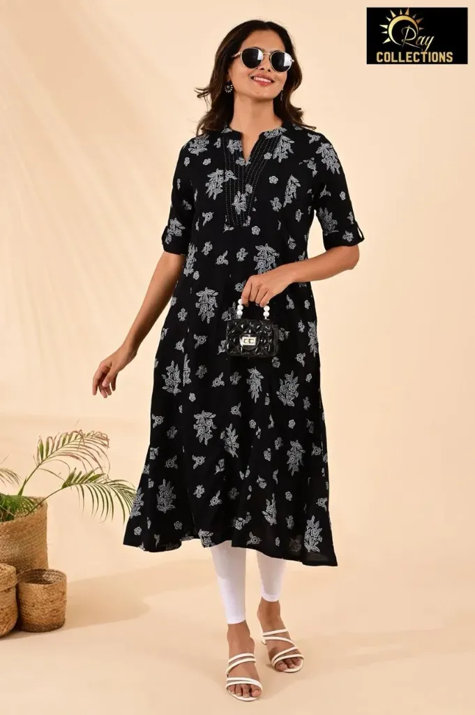 Aline Kurti Black, White Plants (S-38)