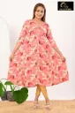 Umbrella kurtis 4 Peach, Cream Pink Flowers