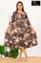 Umbrella kurtis 4 Dark Brown, Cream Brown Leaves