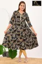 Umbrella kurtis 4 Black, Green Leaves