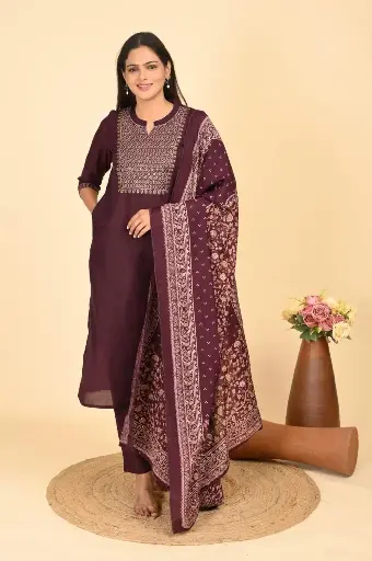 Partywear Duppatta kurta sets Brown