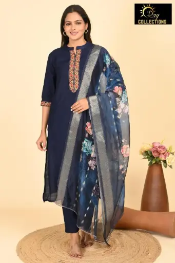 Partywear Duppatta kurta sets Dark Blue