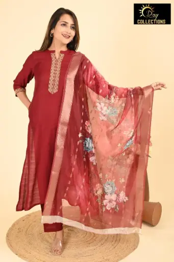 Partywear Duppatta kurta sets Red