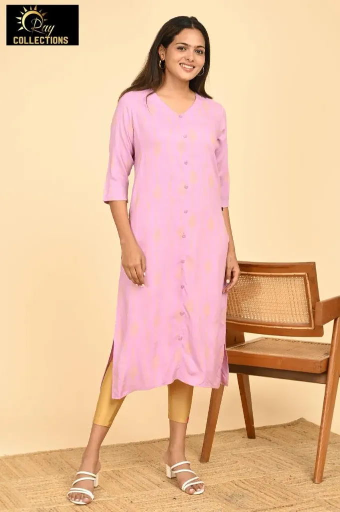 Office wear / College wear kurtis Multi Rose Pink, Yellow Design