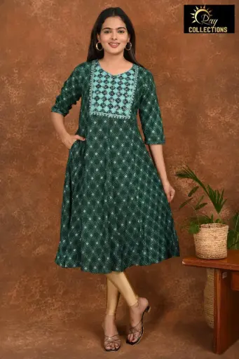 Umbrella kurtis Dark Green