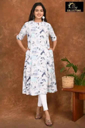 Aline kurtis White With blue