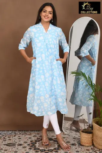 Aline Lining kurtis Light Blue