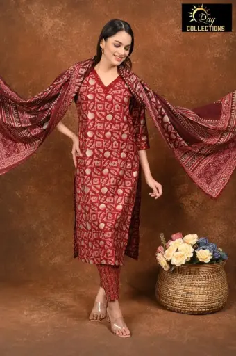 Muslin  silk Duppatta sets Brown