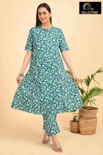 Aline Cotton Cordsets Greenish-Blue