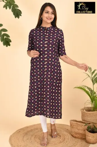 Collar neck kurtis Dark Brown