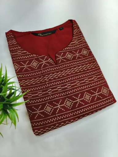 Embroidery Kurtis Brown and White Embroidery