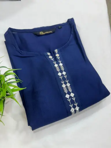 Embroidery Kurtis Vatican Dark Blue, Silver Embroidery