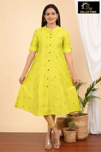 Aline kurtis Yellow-red dots