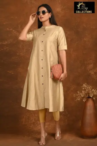 Aline kurtis Shiny Brown, Gold dots