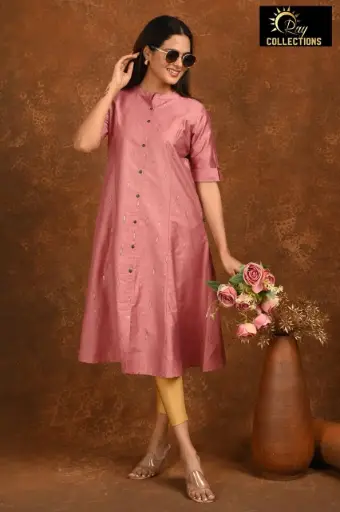 Aline kurtis Shiny Pink, Black square designs