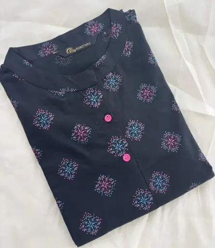 Collar Neck Kurtis Black, Pink-Blue patterns