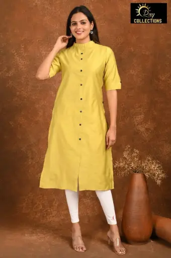 Collar Neck Kurtis Mutted Yellow