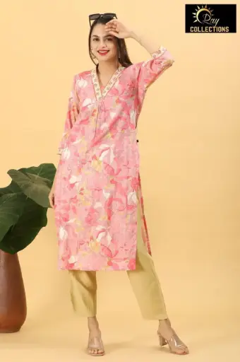 Vatican kurti set Light Pink with Cream
