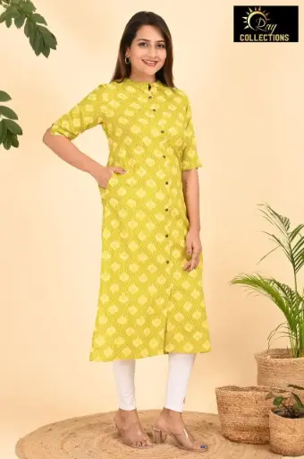 Collar Neck Kurtis Green