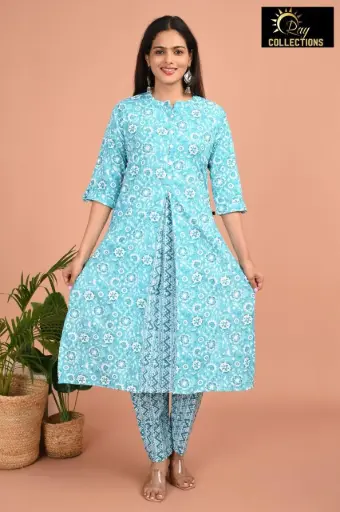 Cotton Kurti Set Pastel Blue