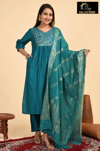 Partywear Duppatta kurta sets Dark Blue
