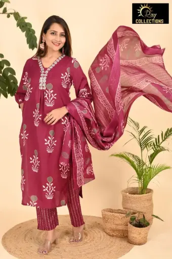 Cotton Duppatta Kurta sets Red